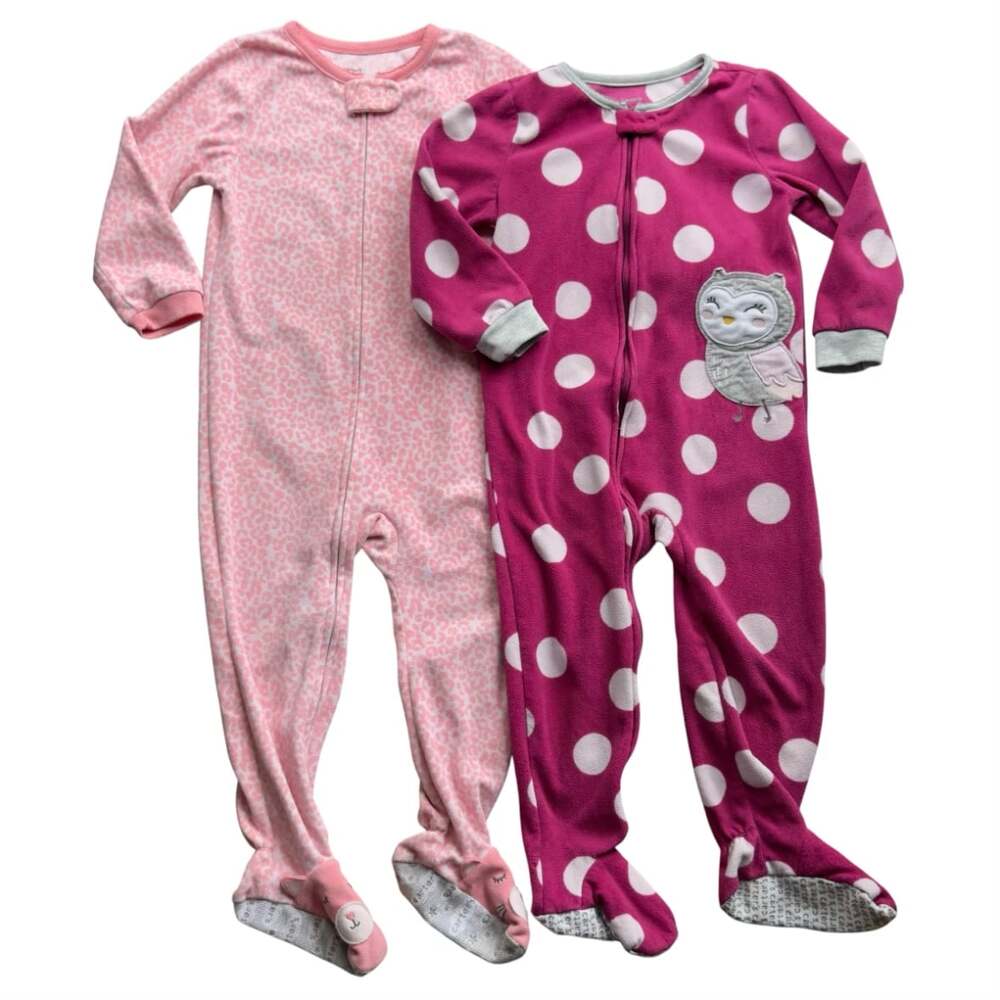 Carter's Toddler Girl 3T Fleece Footed Pajamas Lot One-Piece Long Sleeve Pink